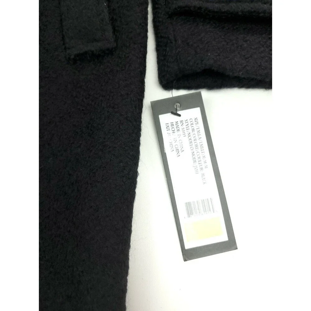 Fleet Street Ltd. Size M Classic Double Breasted Boiled Wool Coat, Black
